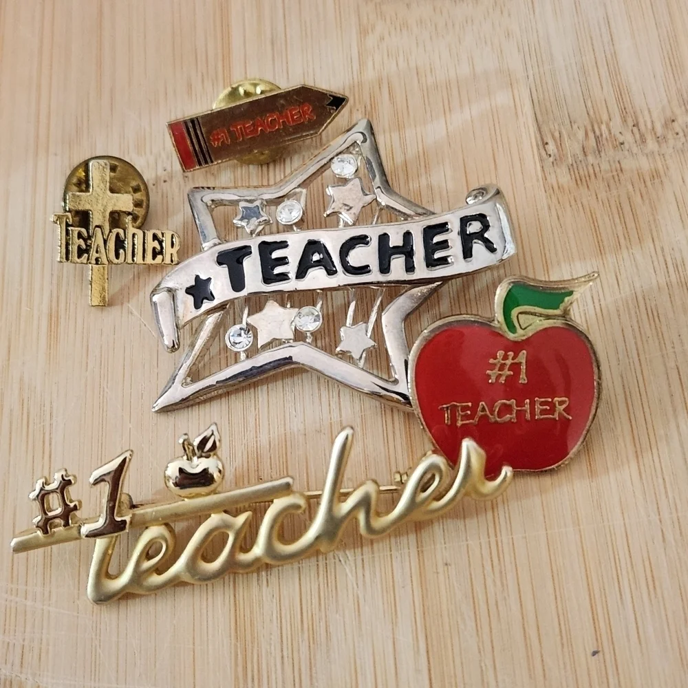 Lot of Teacher Lapel Pins Brooches Jewelry Accessories Teacher Appreciation Red